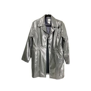 Vintage T.Z faux snake and faux leather gray button closure size M women coat